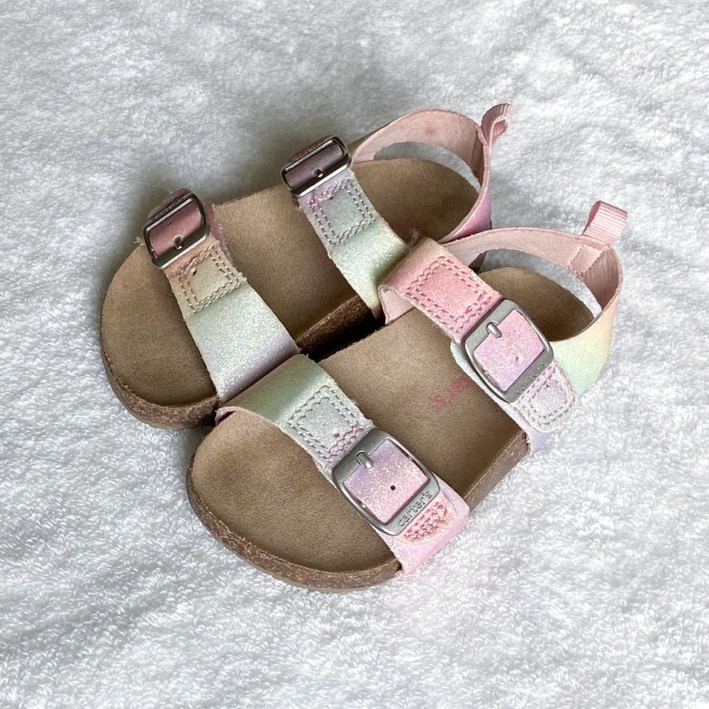 Carter’s Glittery Pastel Rainbow Cork Sandal